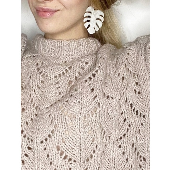 Monstera Tropical Leaf Statement Earrings - Picture 5 of 8